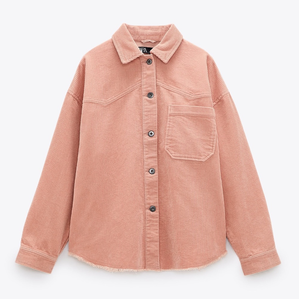 Zara Dusty Pink Corduroy Utility Jacket